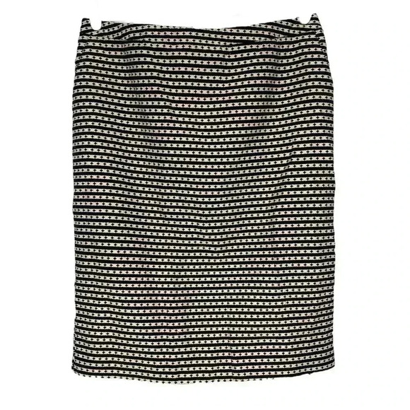 Merona Contemporary Lined Woven Pattern Black & White Midi Skirt - Picture 1 of 6